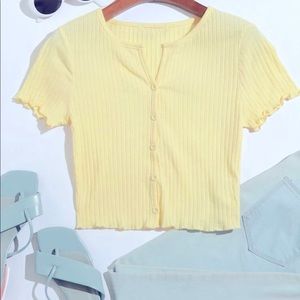 yellow lettuce crop top from SHEIN!